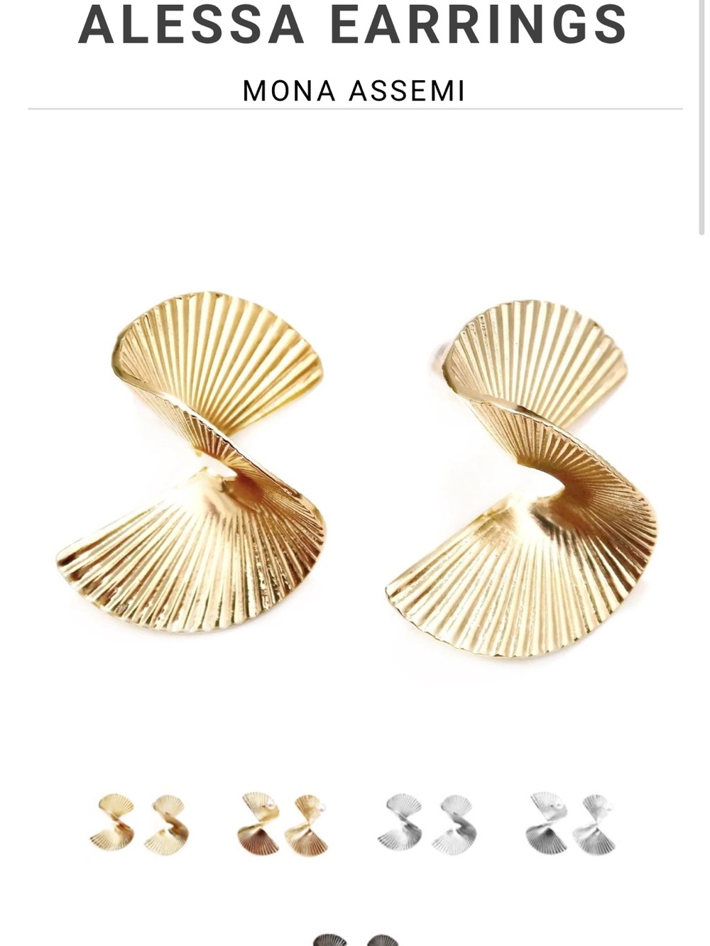 Mona Assemi Alessa Gold Fan Spiral Stud Earrings
